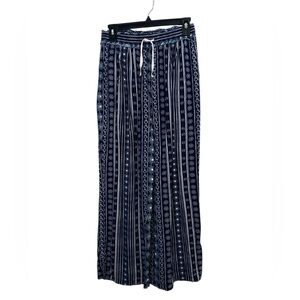 Intimately Free People Navy Boho Bandana Style Print Wide Leg Pants sz
